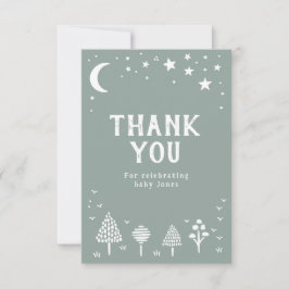 Sage Grönt Woodland Stars Baby Shower Tack Kort