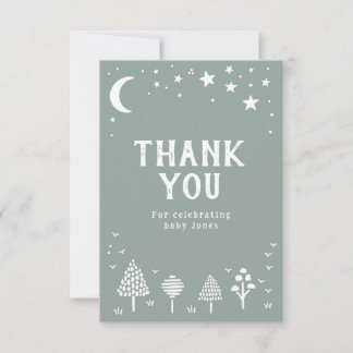 Sage Grönt Woodland Stars Baby Shower Tack Kort