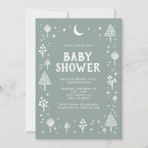 Sage Grönt Woodlands & Stars Baby Shower