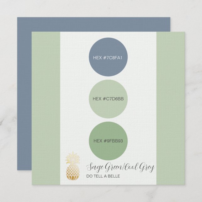 Sage-Grönten MUT-palettkort för Färg Inbjudningar (Fram/baksida)