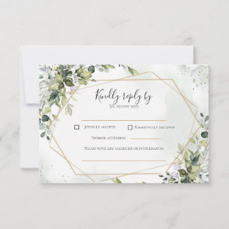 Sage guld eukalyptus geometrisk bröllops-RSVP-kort OSA Kort