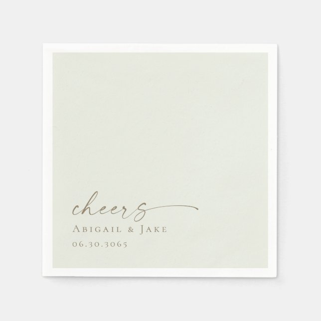 Sage & Guld Personlig Bröllop Napkins Pappersservett (Framsidan)