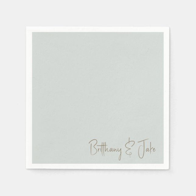 Sage Guld Script Bröllop Cocktail Pappersservett (Framsidan)