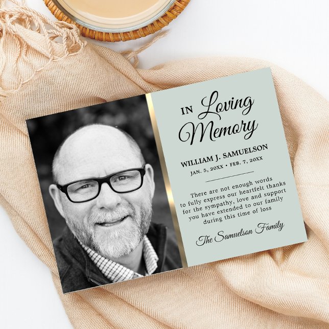 Sage Guld Sympathy Funeral Memory TACK Photo Kort (Skapare uppladdad)