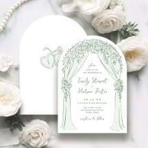 Sage Hand Drawn Floral Arch Whimsical Wedding