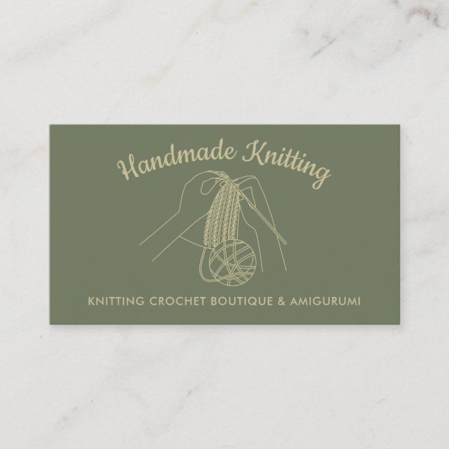 Sage Handgjorda Hobby Stickad Virkad Amigurumi Visitkort (Framsida)