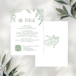 Sage Handritad Monogram Whimsisk Bröllopsdetalj Anteckningskort