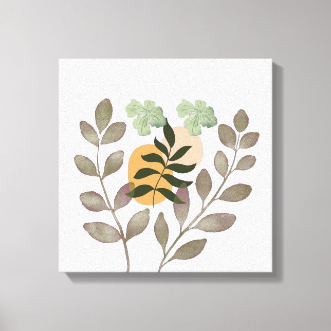 "Sage Harmony | Modern botanisk bladkonst på vägg" Canvastryck (Framsida)