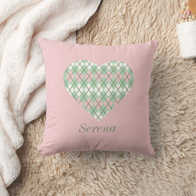 Sage Hearearts Rosa och White Big Heart Kudde (Filt)