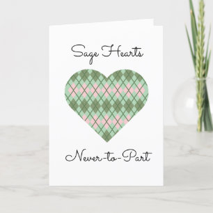 Sage Hearts Sage and Rosa Argyle Valentine Card Tack Kort