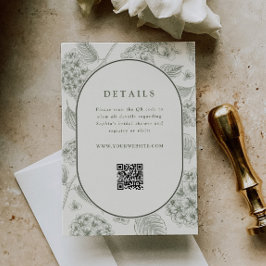 Sage Hydrangea Bröllopsdetaljer QR-kod Tilläggskort