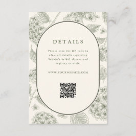 Sage Hydrangea Bröllopsdetaljer QR-kod  Tilläggskort