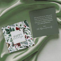 Sage jul Greenery and Berries Helgdag Card