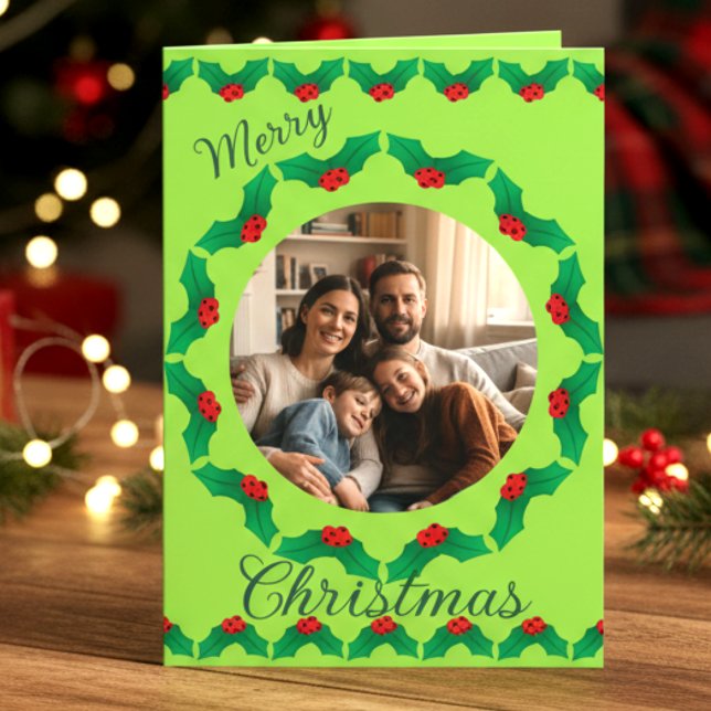 Sage julkransfoto helgkort (If you love warm holiday moments, this card is calling your name. Add your photo, tweak the message.)