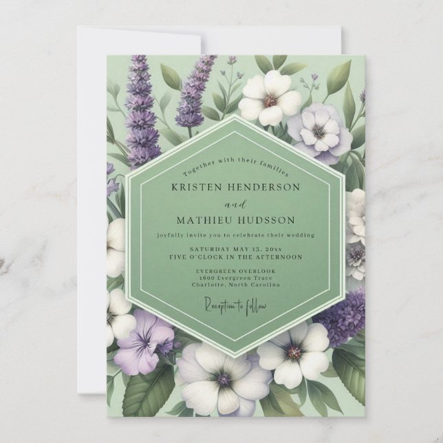 Sage Lavender Meadow Wedding Inbjudningar (Framsida)
