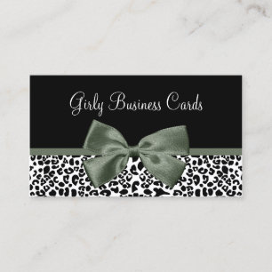 Sage Leopard Bow Boutique Visitkort