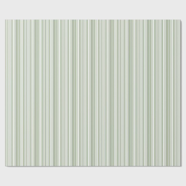 Sage (light, medium, dark) and White Stripes Presentpapper (Platt)