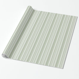 Sage (light, medium, dark) and White Stripes Presentpapper