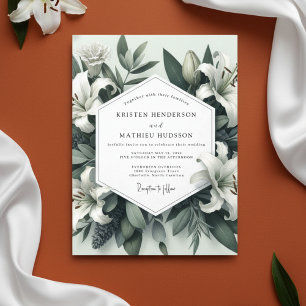 Sage Lily Botanisk Romantisk Bröllop Inbjudningar