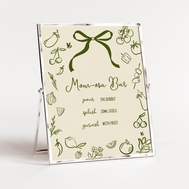 Sage Lokalt Odlat Mom Osa Barskylt Poster (Locally Grown Farmers Market Baby Shower Mom Osa Bar Sign)