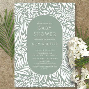 Sage Löv Blommigt Baby Shower-inbjudan Inbjudningar