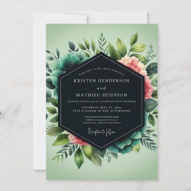 Sage Lush Botanical Wedding Inbjudningar (Framsida)