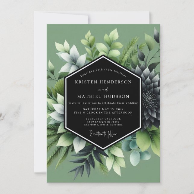 Sage Lush Succulent Wedding Inbjudningar (Framsida)