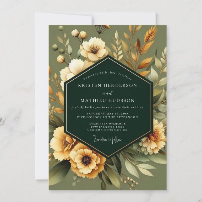 Sage Marigold Earthy Wedding Inbjudningar (Framsida)