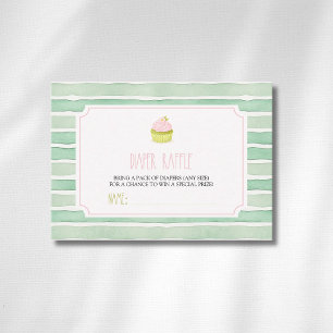 Sage Matcha Cupcake Baby Shower Blöja Lotteri Tilläggskort