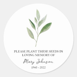 Sage Memorial Funeral Seed Packet Runt Klistermärke