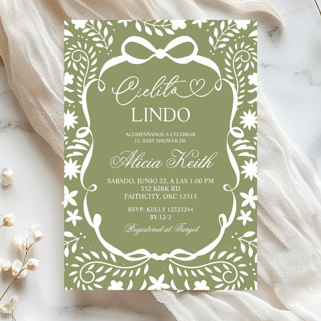 Sage mexikansk baby shower Cielito Lindo  Inbjudningar (Skapare uppladdad)