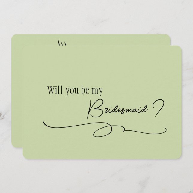 Sage Minimal Calligraphy Brudtärna Förslag    Inbjudningar (Fram/baksida)