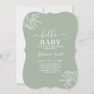 Sage minimalist Baby Shower-inbjudan Inbjudningar
