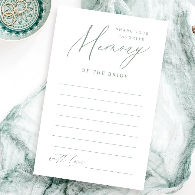 Sage minimalist dela en minnes bröllopsdusch spel (Sage minimalist share a memory bridal shower game)