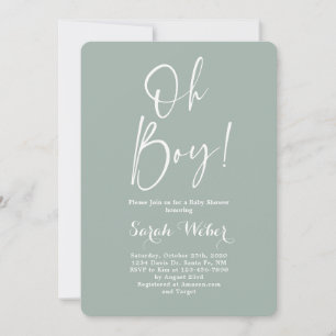 Sage minimalist, modern Oh babyduschinbjudan Inbjudningar
