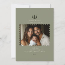 Sage Minimalist Modern Photo jul Card