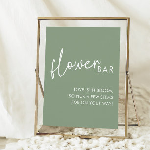 Sage Minimalist Script Möhippa Flower Pub Poster