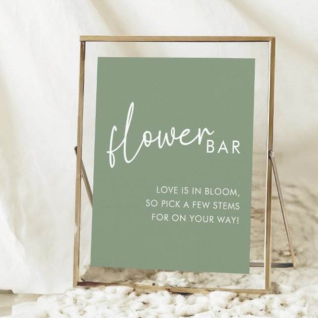 Sage Minimalist Script Möhippa Flower Pub Poster (Skapare uppladdad)