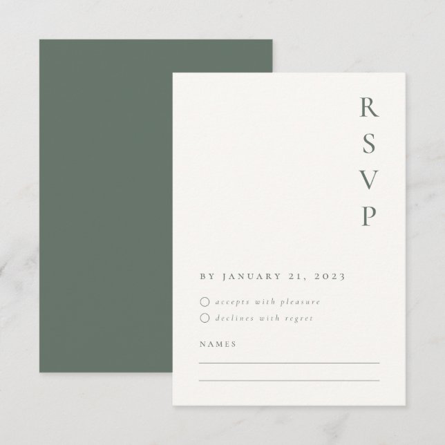 Sage Minimalistisk RSVP-kort OSA Kort (Fram/baksida)