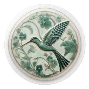 Sage & mint faux relief Art nouveau Hummingbird L Knopp