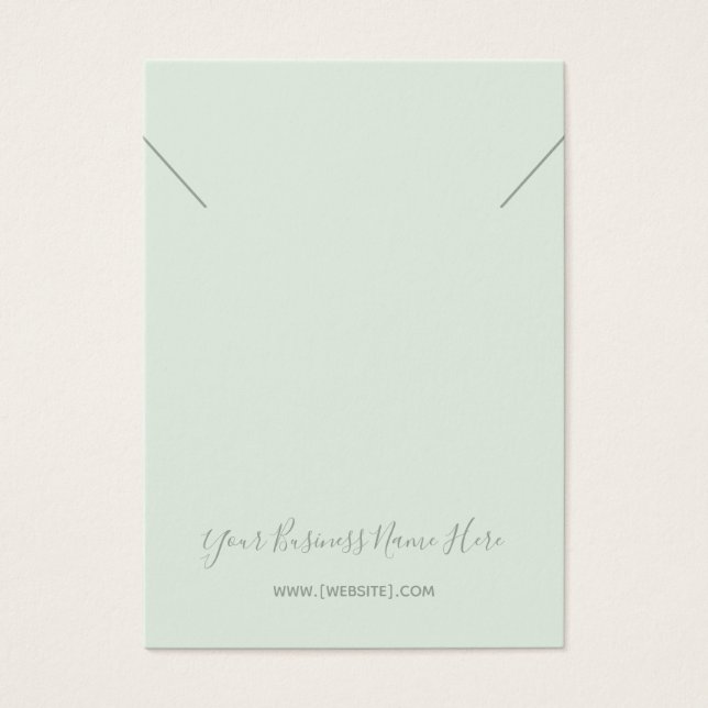 Sage Mint Grönt Necklace Pendant Visning Card Visitkort (Framsidan)