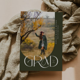 Sage Modern Arch Minimalist Photo Studentfest Inbjudningar