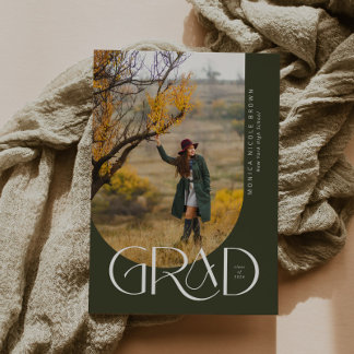 Sage Modern Arch Minimalist Photo Studentfest Inbjudningar