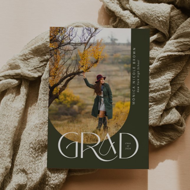 Sage Modern Arch Minimalist Photo Studentfest Inbjudningar (Skapare uppladdad)