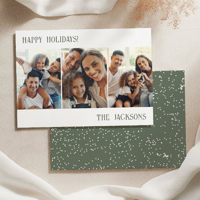 Sage Modern fotokollage julkort med snö (Skapare uppladdad)