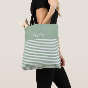 Sage Modern Heart och Rand Monongram Tygkasse