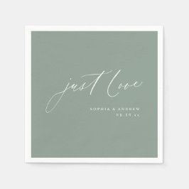 Sage modern just kärlek-skript minimalist bröllop pappersservett