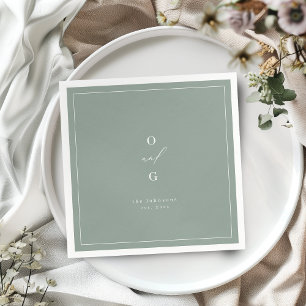 Sage modern par monogram minimalistisk bröllop pappersservett