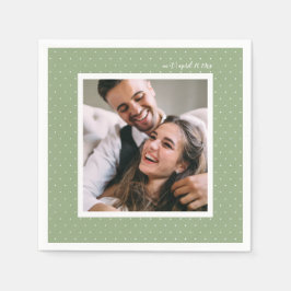 Sage Modern skript och Chic Dots Bröllop Photo Pappersservett