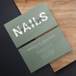 Sage Modern Typography Nail Artist Visitkort